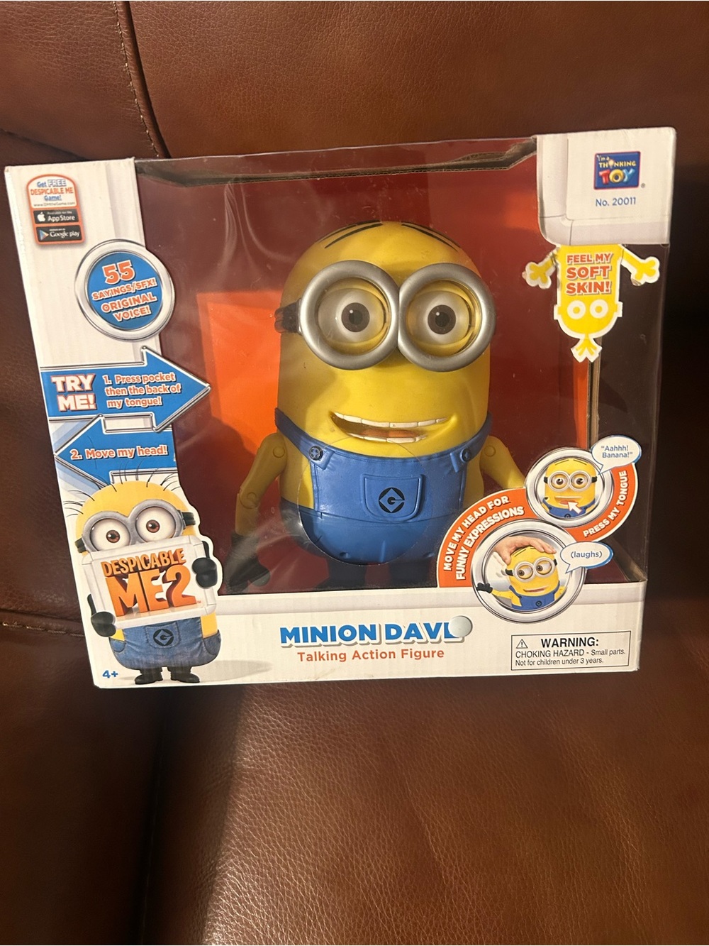 NIB Despicable Me 2 Minion Dave Talking Action Figure Thinkway Toys. Vintage